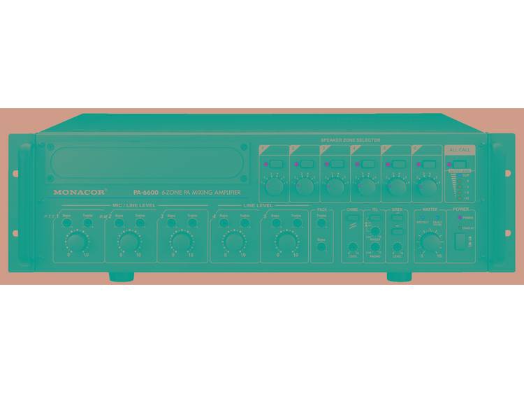 Monacor PA-6600 mono mixer-versterker met 6 zones