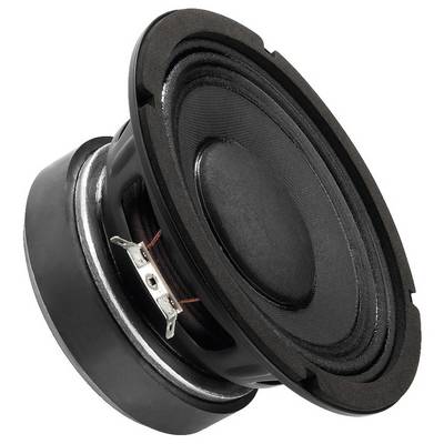 Een zwarte luidspreker met zichtbare magneet en membraan, gefotografeerd van opzij, geschikt voor audio-toepassingen.