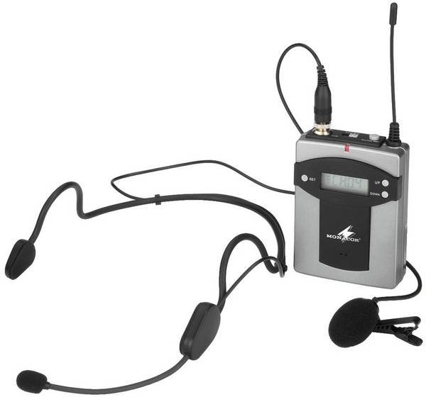 Headset Spraakmicrofoon Monacor TXA-800HSE Zendmethode:Radiografisch, Draadloos Metalen behuizing, Schakelaar