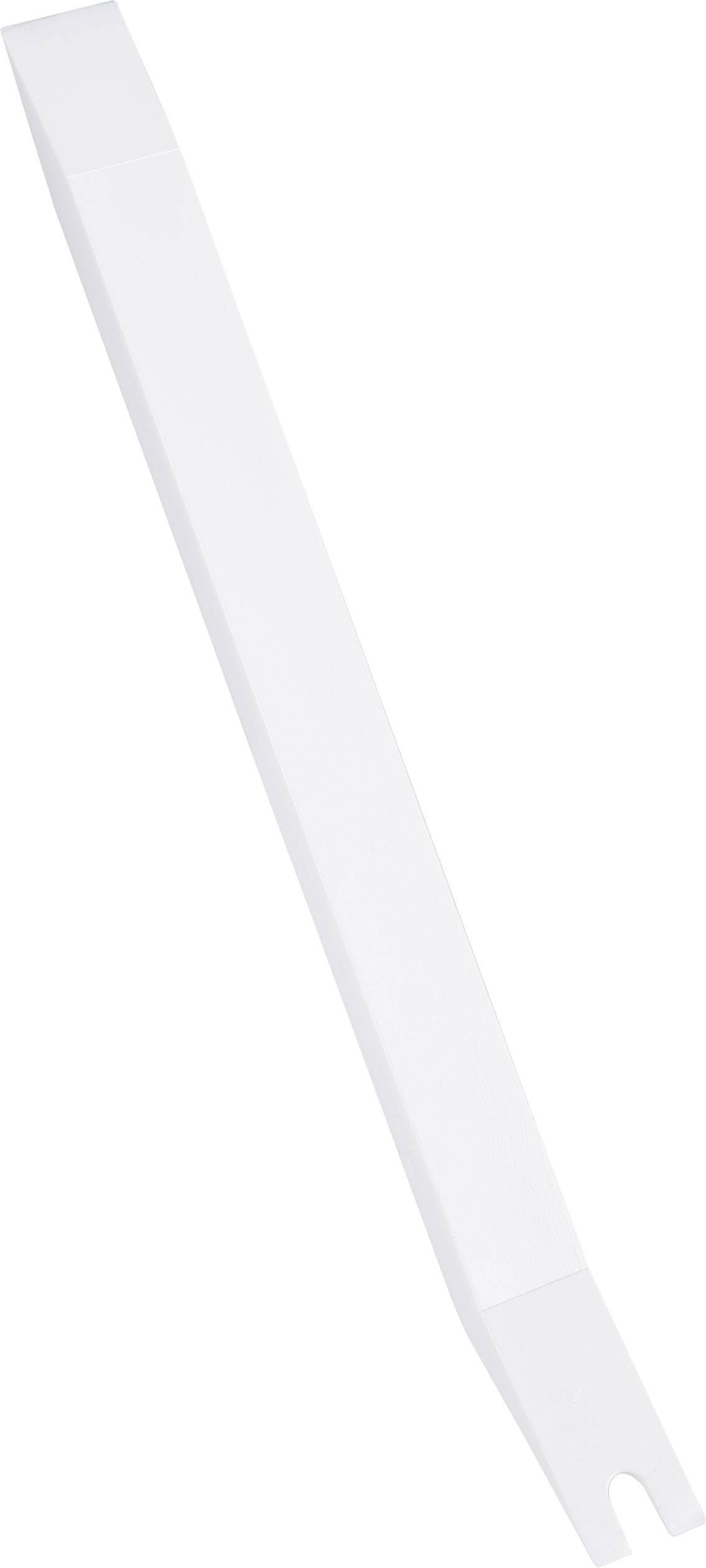 Een witte, lange kam, voornamelijk gebruikt voor het ontwarren van haar, met een gebogen punt voor een betere grip.