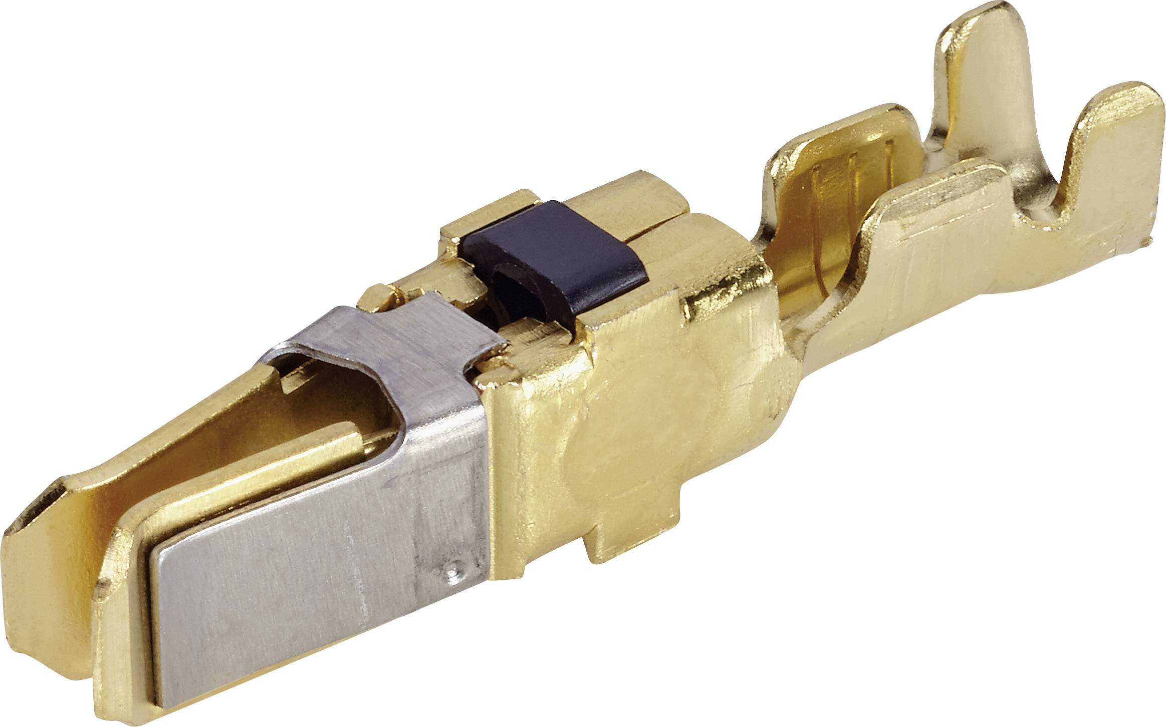 Gouden en zilveren metalen connector close-up, toont de details van de vorm en structuur.