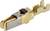 Gouden en zilveren metalen connector close-up, toont de details van de vorm en structuur.