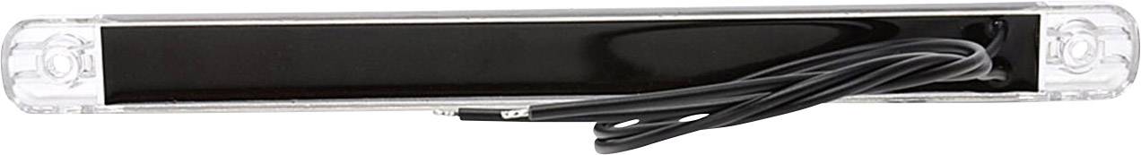 Een rechthoekig LED-licht met een zwarte behuizing en twee kabels.