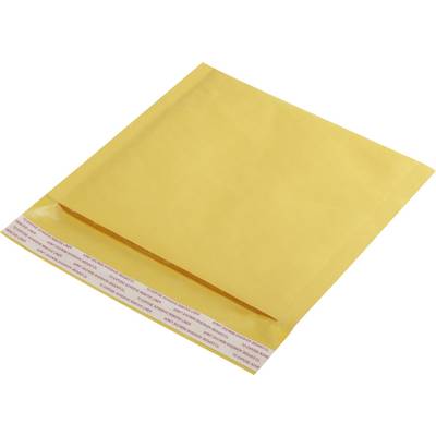 Een gele gewatteerde envelop met plakstrip voor veilige afsluiting. Ideaal voor het verzenden van kwetsbare voorwerpen.