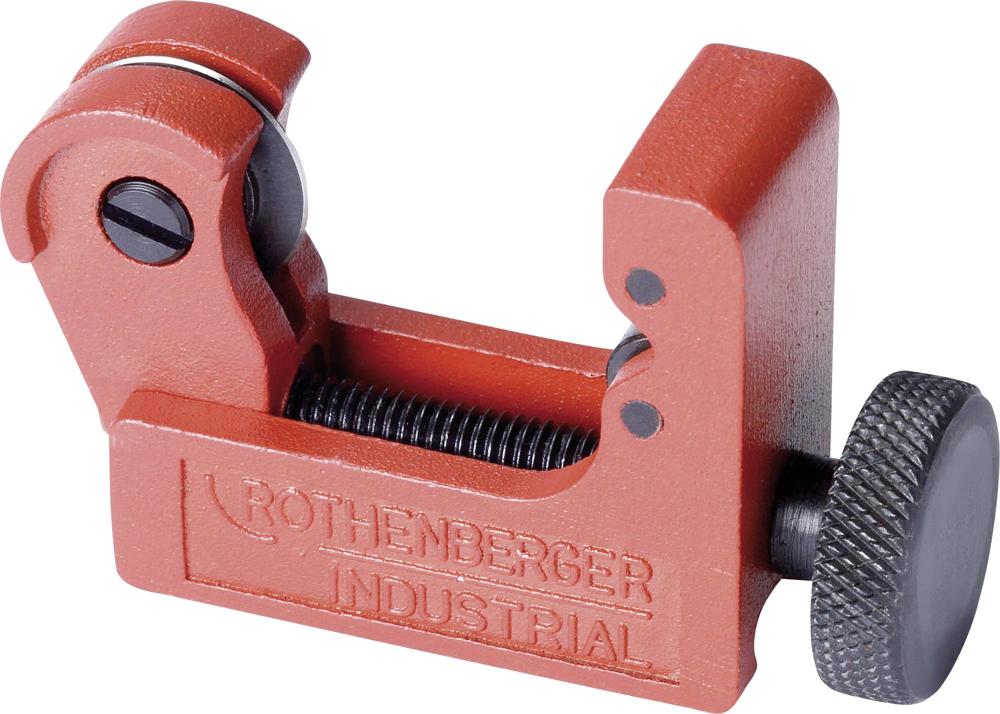 Rode Rothenberger Industrial pijpsnijder met zwarte handgreep, geschikt voor metalen buizen.