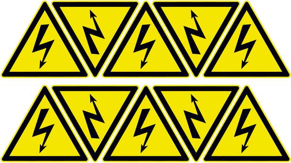Waarschuwingsbord Waarschuwing hoogspanning! Zelfklevende folie     10 stuk(s)