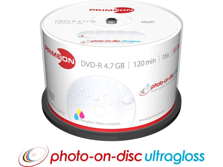 DVD-R disc 4.7 GB Primeon 2761207 1 stuks Spindel Bedrukbaar