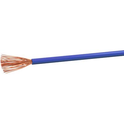 Een blauw geïsoleerd koperkabel met blootliggende koperen draden aan één zijde, dat wordt gebruikt voor elektrische verbindingen.