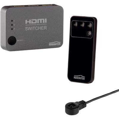 3 poorten HDMI-switch Met afstandsbediening, 3D-weergave mogelijk Marmitek Connect 310 UHD Zilver
