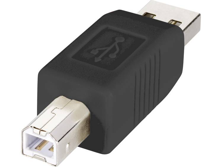 Renkforce USB 2.0 Adapter [1x USB 2.0 stekker A 1x USB 2.0 stekker B] Zwart Vergulde steekcontacten