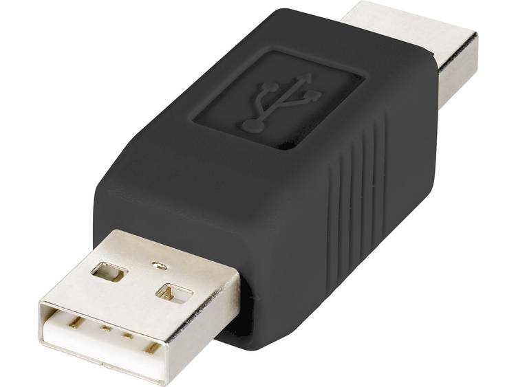 Renkforce USB 2.0 Adapter [1x USB 2.0 stekker A 1x USB 2.0 stekker A] Zwart Vergulde steekcontacten