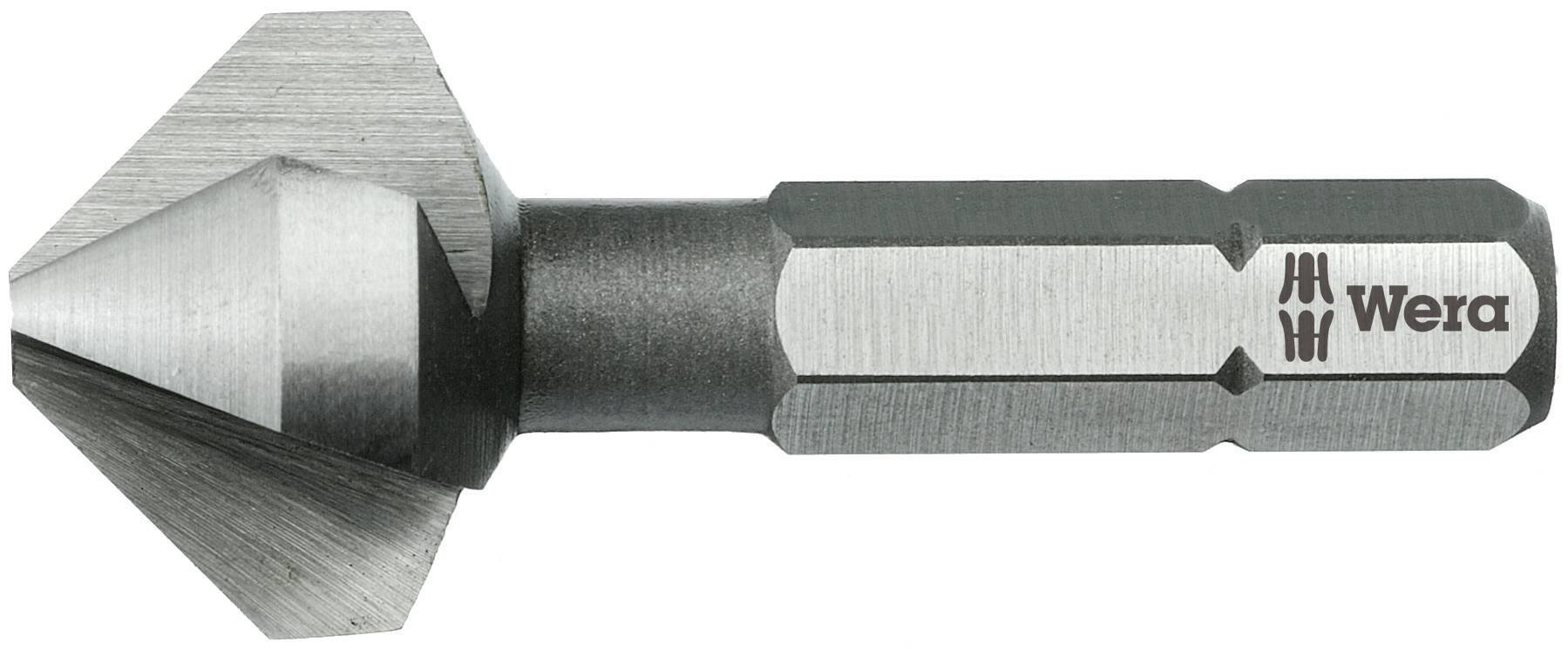 Een cilindrische boorkit met conische slijping en zeskante schacht. Merknaam 'Wera' op de schacht.