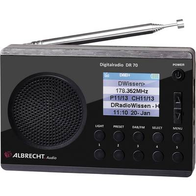 Albrecht DR 70 Transistorradio DAB+, VHF (FM)  Zaklamp Zwart