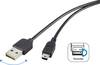 Renkforce RF-4096107 USB-kabel USB 2.0 USB-A stekker, USB-mini-B stekker 1.80 m Zwart Stekker past op beide manieren, Vergulde steekcontacten