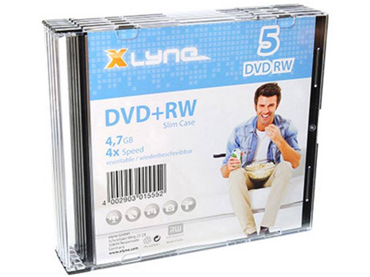 DVD+RW disc 4.7 GB Xlyne 6005000S 5 stuks Slimcase Herschrijfbaar