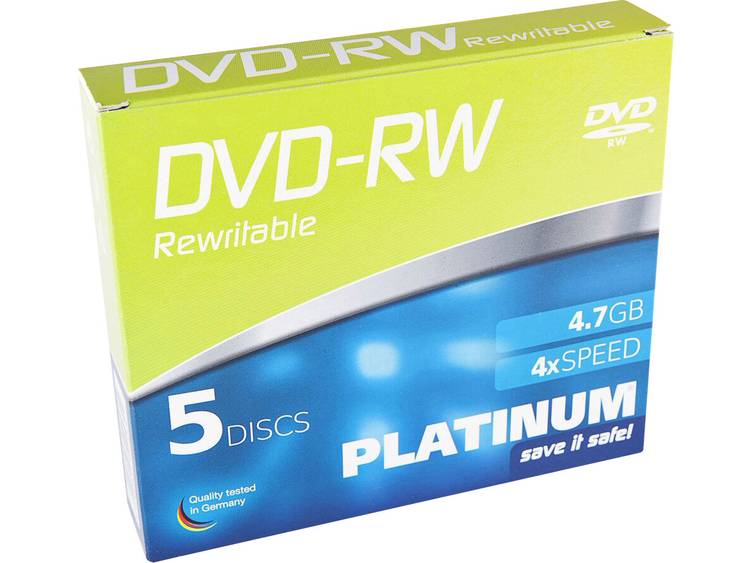 DVD-RW disc 4.7 GB Platinum 102570 5 stuks Slimcase Herschrijfbaar