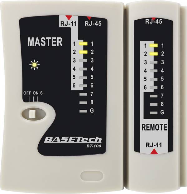 Basetech BT-100 BT-100 Kabeltester   Geschikt voor: RJ-45, RJ-11