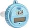Blauw digitaal zwembadthermometer met zonnepaneel toont '23,5°C'. Ideaal voor het bewaken van de watertemperatuur.