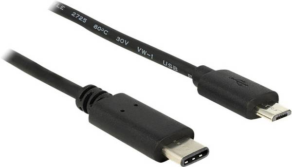 Delock 83602 USB-kabel USB 2.0 USB-C stekker, USB-micro-B stekker 1.00 m Zwart