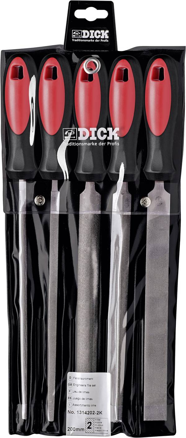 Dick 1314202-2K Set werkplaatsvijlen 5-delig met 2-comp. handgreep Slaglengte 200 mm  1 set(s)