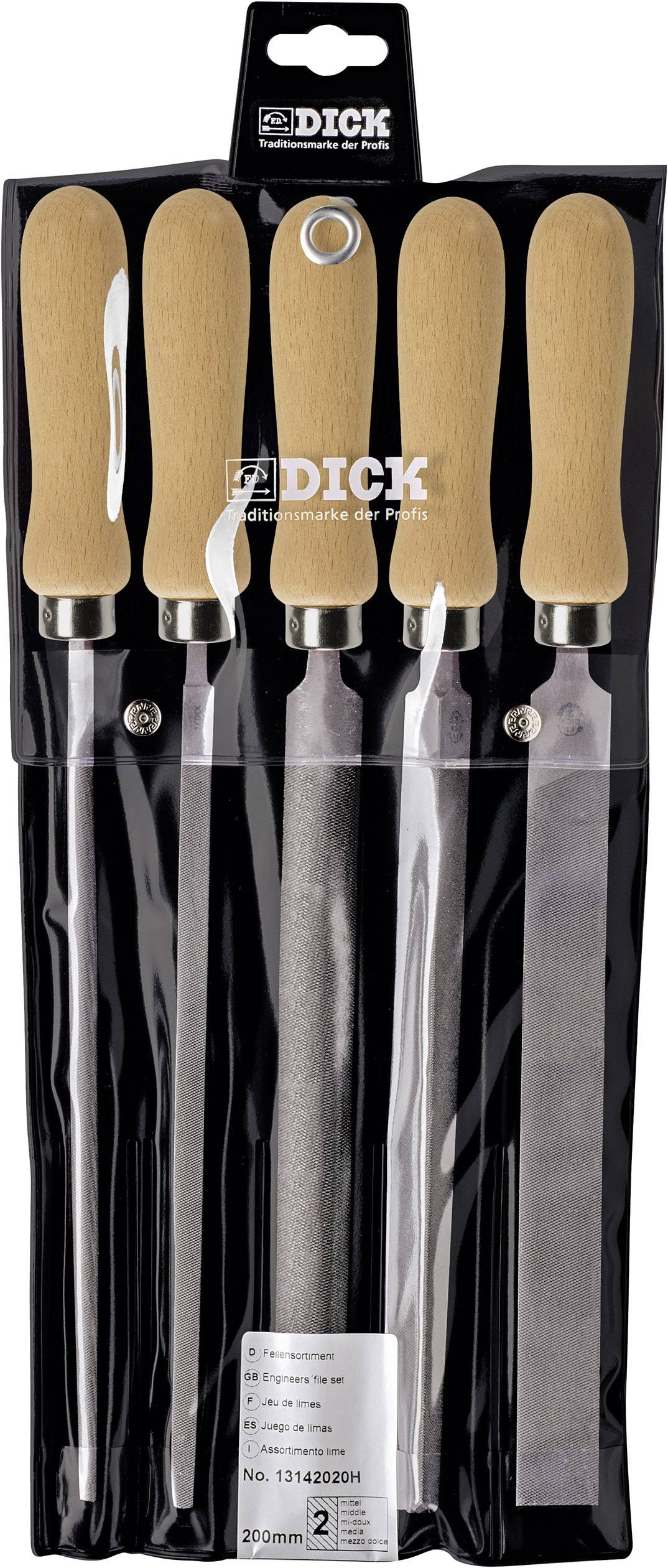 Dick 13142020H Set werkplaatsvijlen 5-delig met houten handgreep Slaglengte 200 mm 1 set(s)