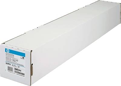 Een witte verpakking voor HP-printerpapier, rechthoekige vorm met etiket 'HP Bright White Inkjet Paper', geschikt voor inkjetprinters.
