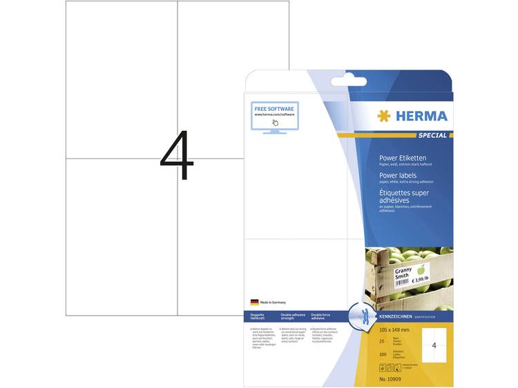 Etiket Herma 10909 105x148mm A6 extra sterk wit 100stuks