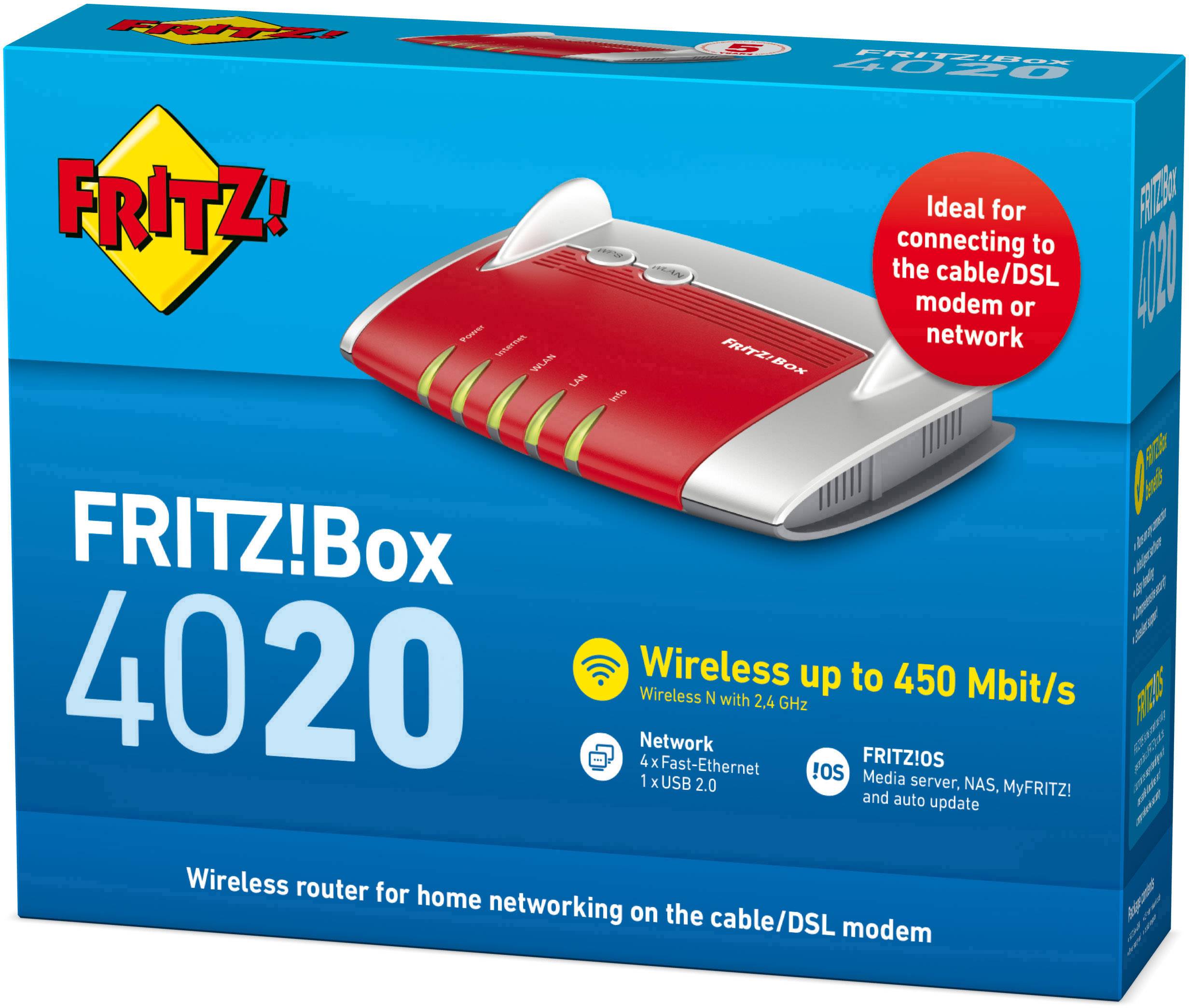 AVM FRITZ!Box 4020 International WiFi-router 2.4 GHz 450 MBit/s | Conrad.be