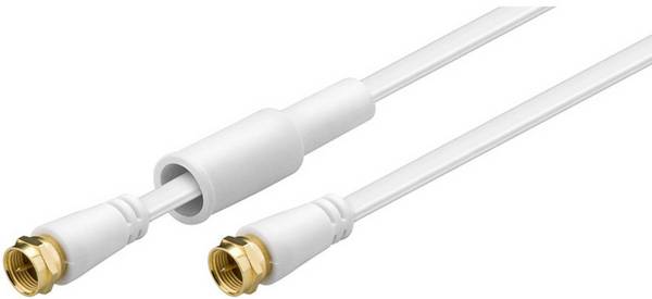 F (m) - F (m) platte coaxkabel / weerbestendig - wit - 1,5 meter