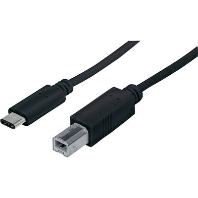Manhattan USB-kabel USB 2.0 USB-C stekker, USB-B stekker 1.00 m Zwart UL gecertificeerd 353304