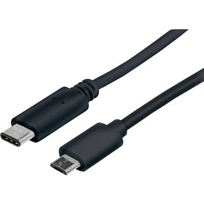 Manhattan USB-kabel USB 2.0 USB-C stekker, USB-micro-B stekker 1.00 m Zwart UL gecertificeerd 353311