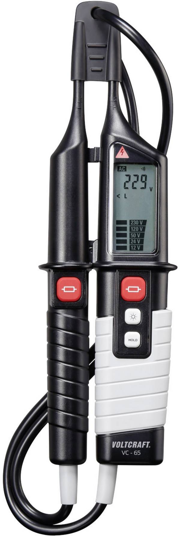 VOLTCRAFT VC 65 Tweepolige spanningstester  CAT III 1000 V, CAT IV 600 V Akoestisch, LCD, LED