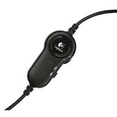 Zwarte inline-controller met regelaar en microfoon- en volumeknoppen, verbonden met kabels, wordt gebruikt voor audiosturing.