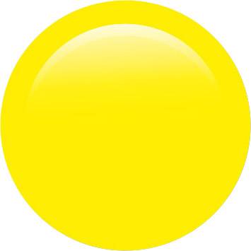 Gele cirkel met glanzend oppervlak op witte achtergrond.