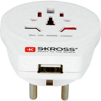 Skross 1.500260 Reisstekker World to Europe USB-1