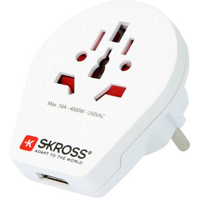 Skross 1.500260 Reisstekker  World to Europe USB