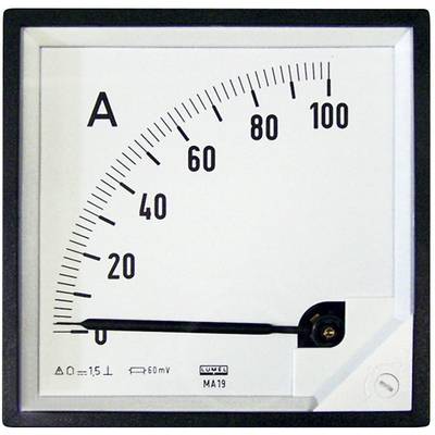 Analoog ampèremeter toont ongeveer 4 ampère. Schaal van 0 tot 100 ampère. Instrument voor het meten van elektrische stroom.