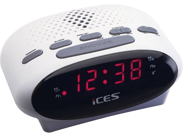 ICES ICR-210 white FM Wekkerradio Wit