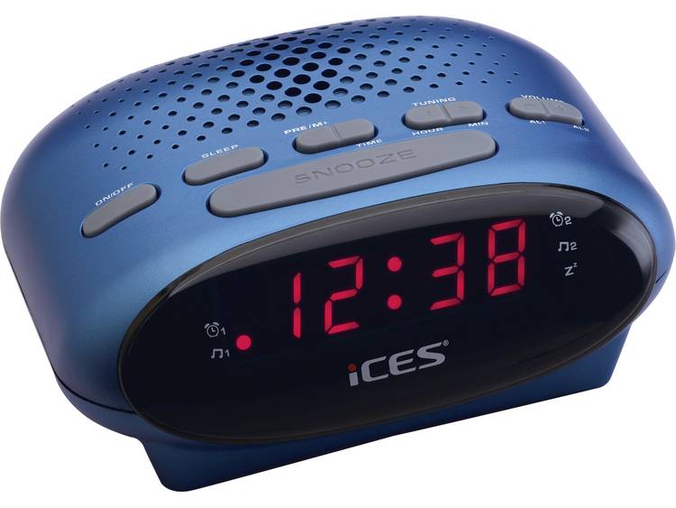 ICES ICR-210 blue FM Wekkerradio Blauw