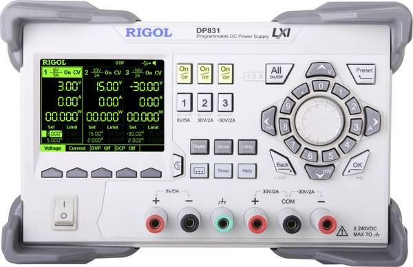Rigol DP831 Labvoeding, regelbaar  0 - 8  0 - 5 A 195 W   Aantal uitgangen: 3 x