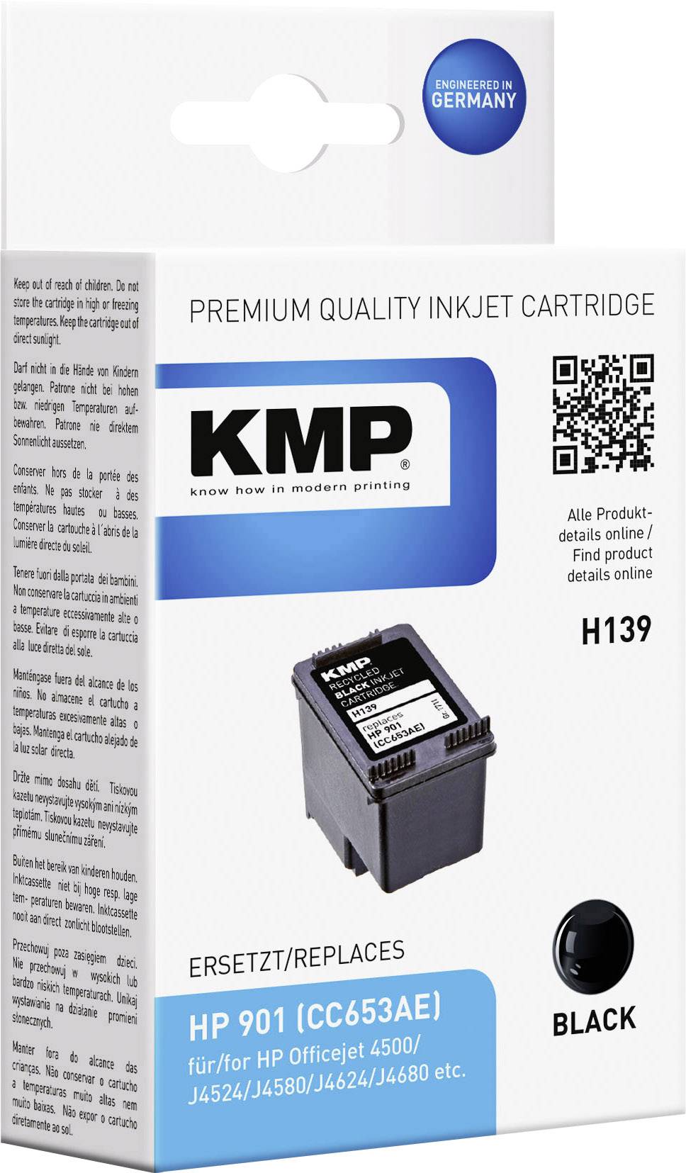 KMP Inkt vervangt HP 901 Compatibel Zwart H139 1711,4831