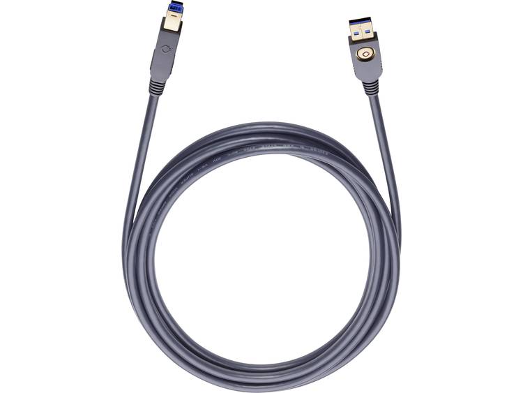 Oehlbach USB 3.0 Aansluitkabel [1x USB 3.0 stekker A 1x USB 3.0 stekker B] 5.00 m Zwart Vergulde ste