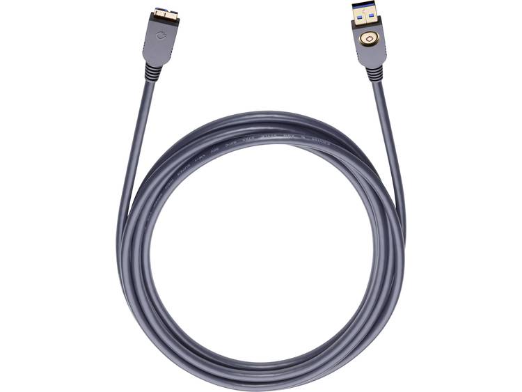 Oehlbach USB 3.0 Aansluitkabel [1x USB 3.0 stekker A 1x USB 3.0 stekker micro B] 7.50 m Zwart Vergul