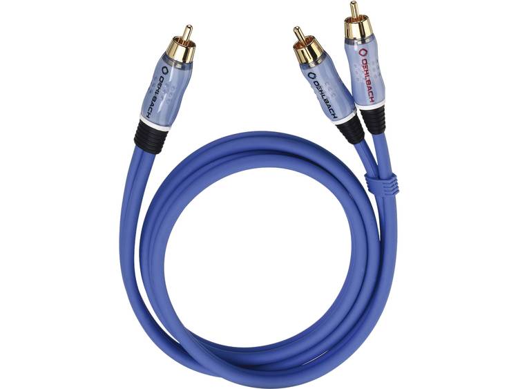 Cinch Audio Y-kabel [2x Cinch-stekker 1x Cinch-stekker] 3 m Blauw Vergulde steekcontacten Oehlbach