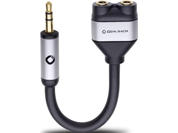 Oehlbach Jackplug Audio Y-adapter [1x Jackplug male 3.5 mm 2x Jackplug female 3.5 mm] Zwart