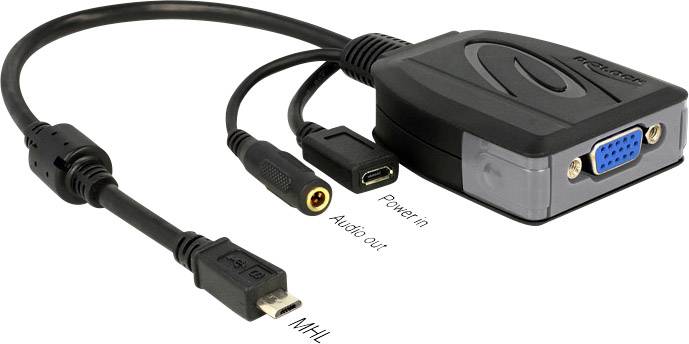 Premium USB Micro naar VGA MHL adapter - 5-pins / zwart - 0,20 meter-0