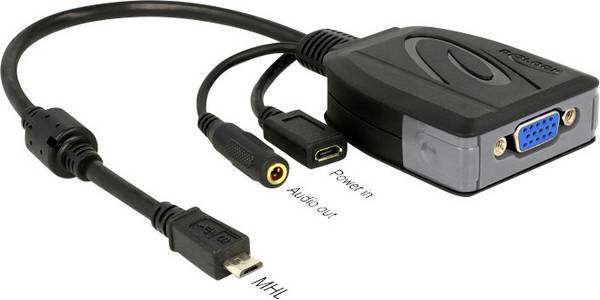 Premium USB Micro naar VGA MHL adapter - 5-pins / zwart - 0,20 meter