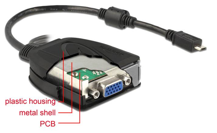Premium USB Micro naar VGA MHL adapter - 5-pins / zwart - 0,20 meter-1