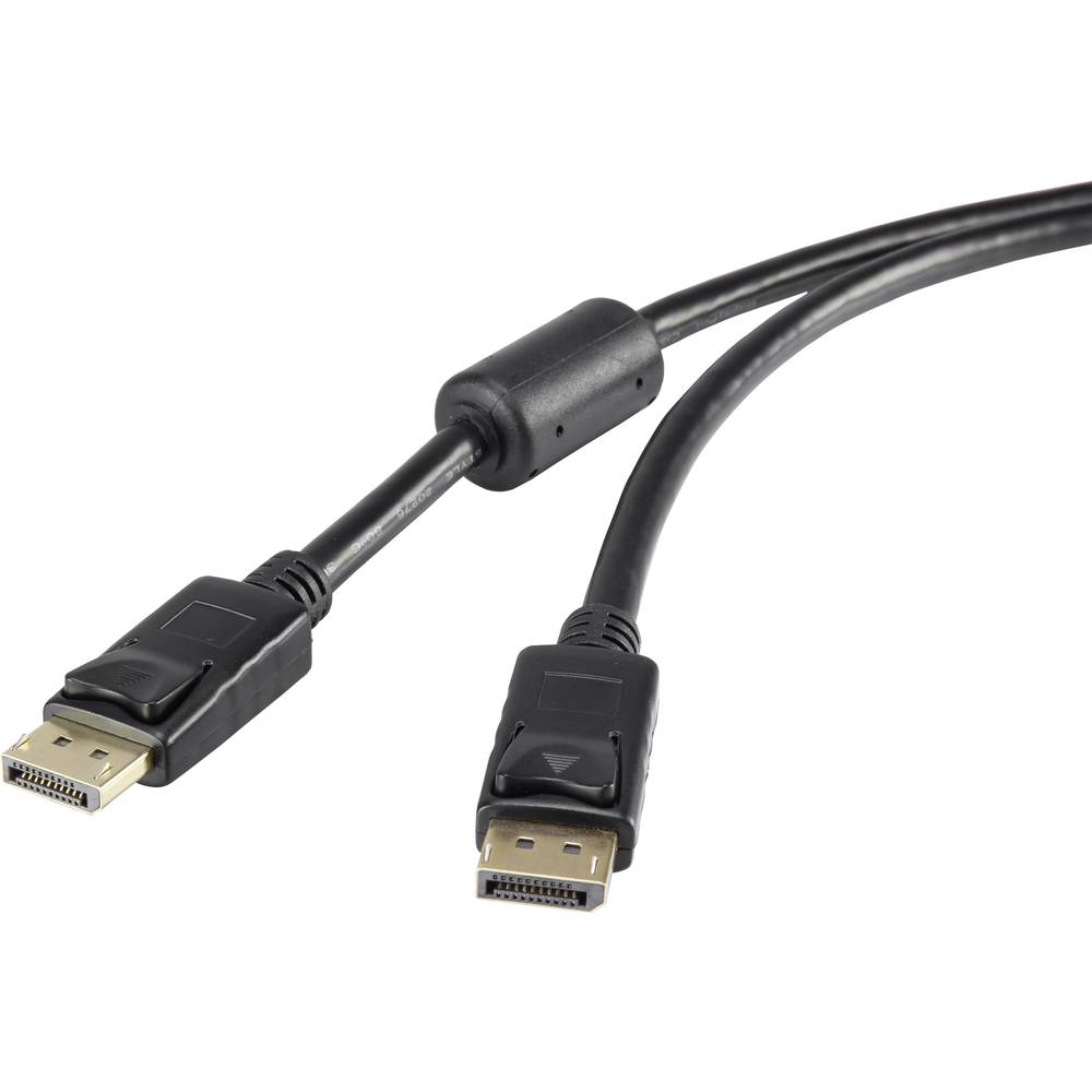 Renkforce DisplayPort Aansluitkabel DisplayPort stekker, DisplayPort stekker 10.00 m Zwart RF-3433996 Vergulde steekcontacten, Met Ferrietkern DisplayPort-kabel