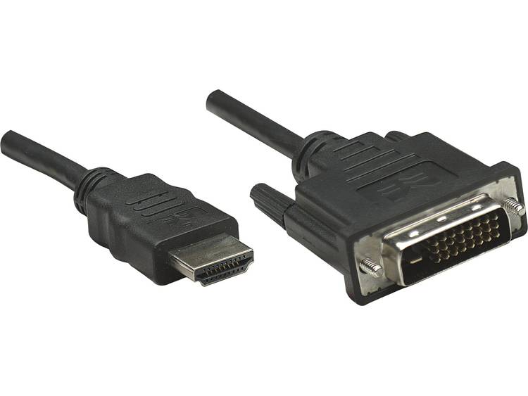 Manhattan DVI-HDMI Aansluitkabel [1x HDMI-stekker 1x DVI-stekker 24+1-polig] 3 m Zwart